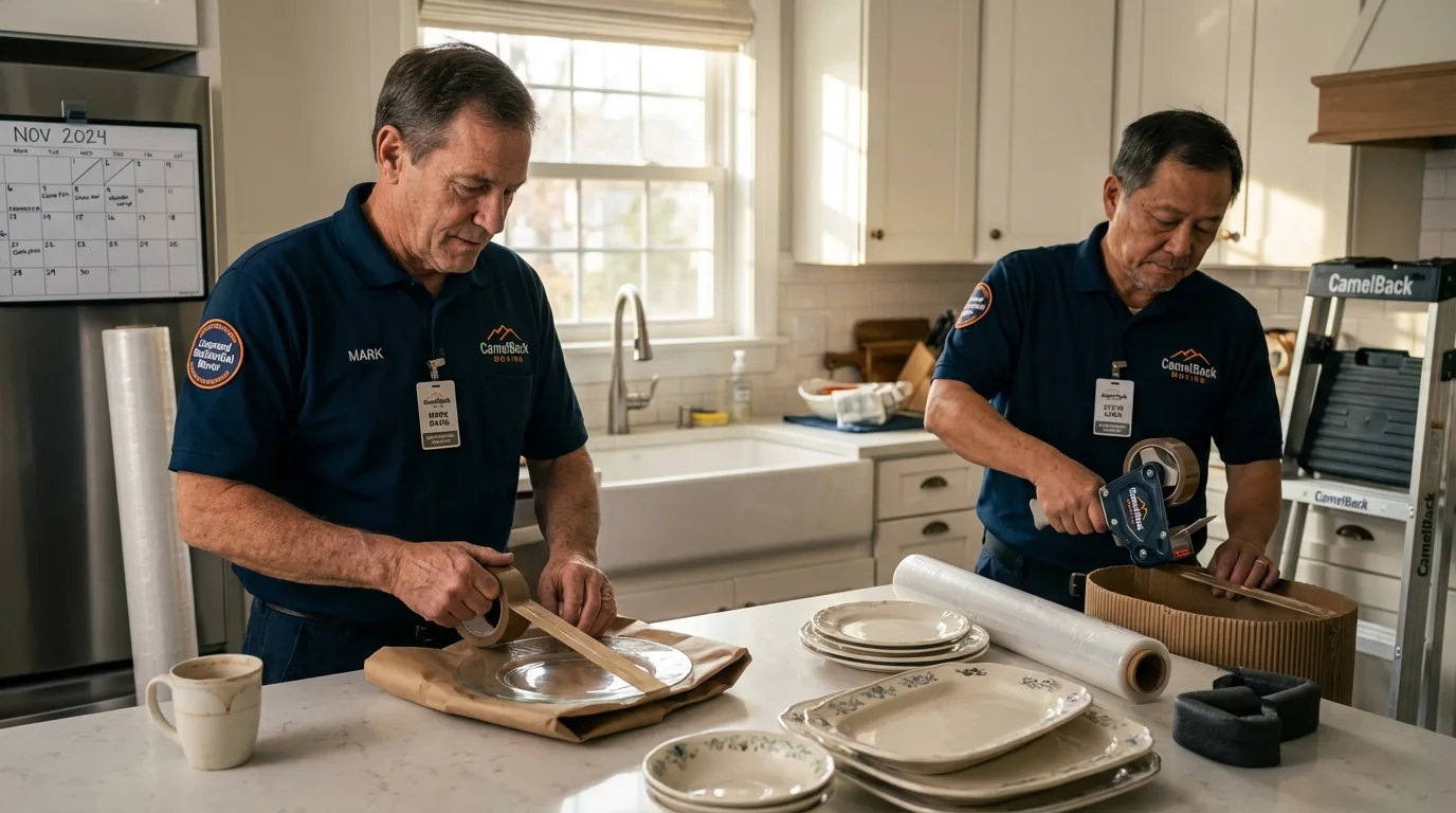 Professional crew packing kitchen dishware in Willow Street, PA